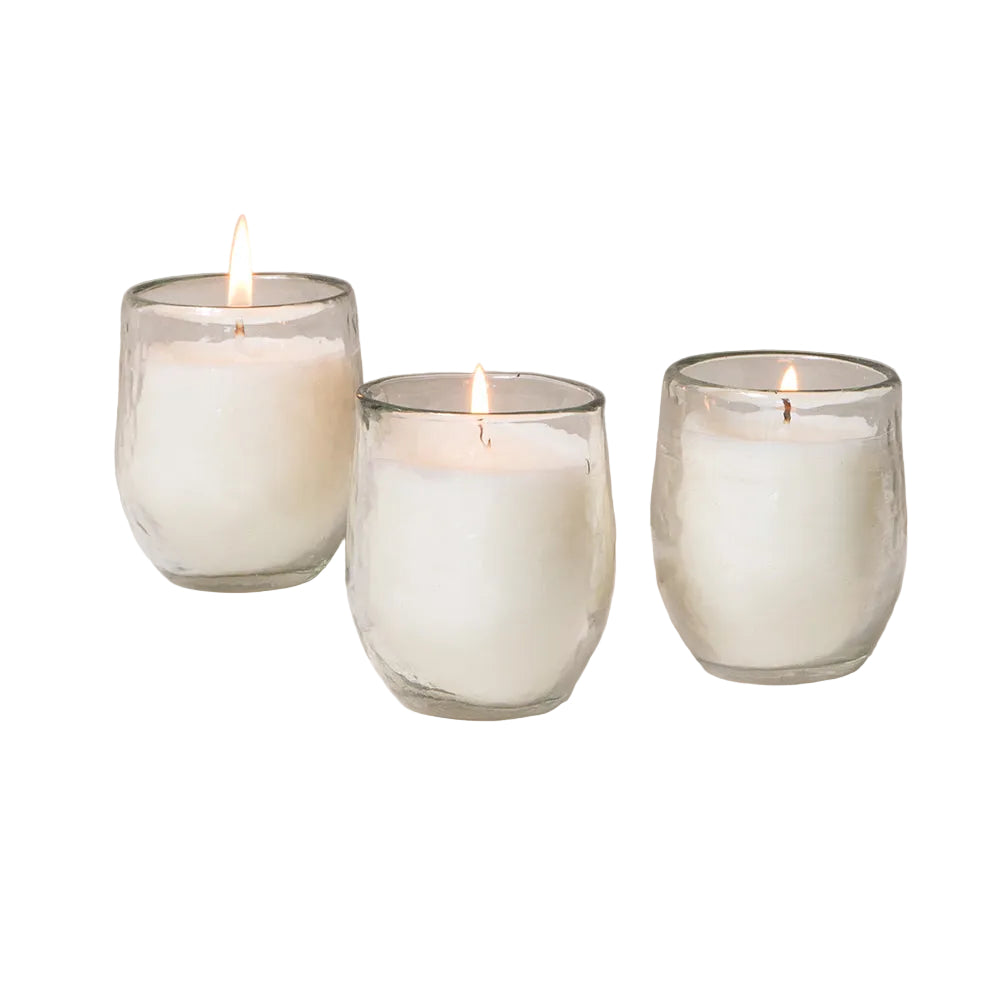 Pebbled Filled Votive Candles - Set of 3
