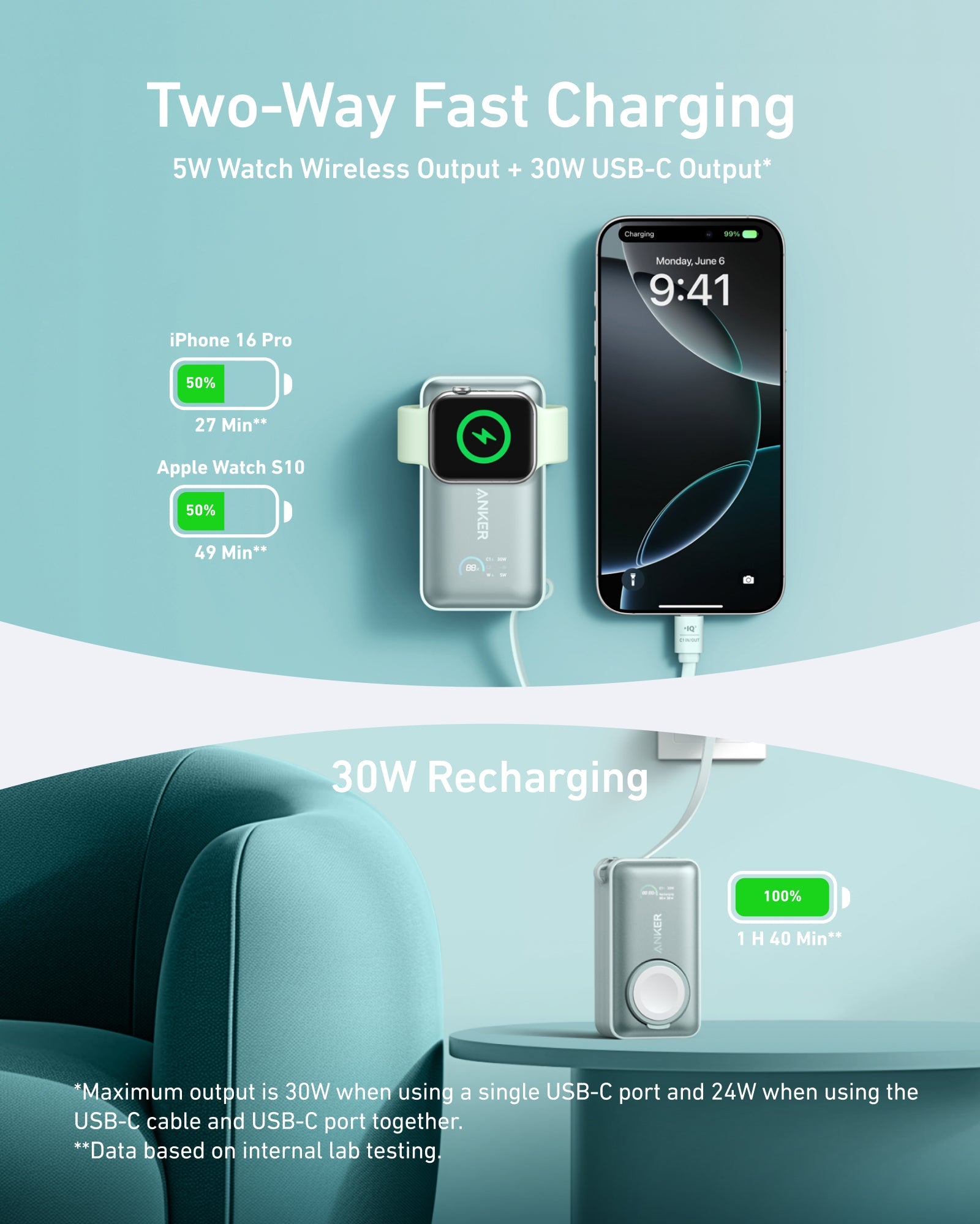 Anker MagGo Power Bank (10K, 35W, For Apple Watch