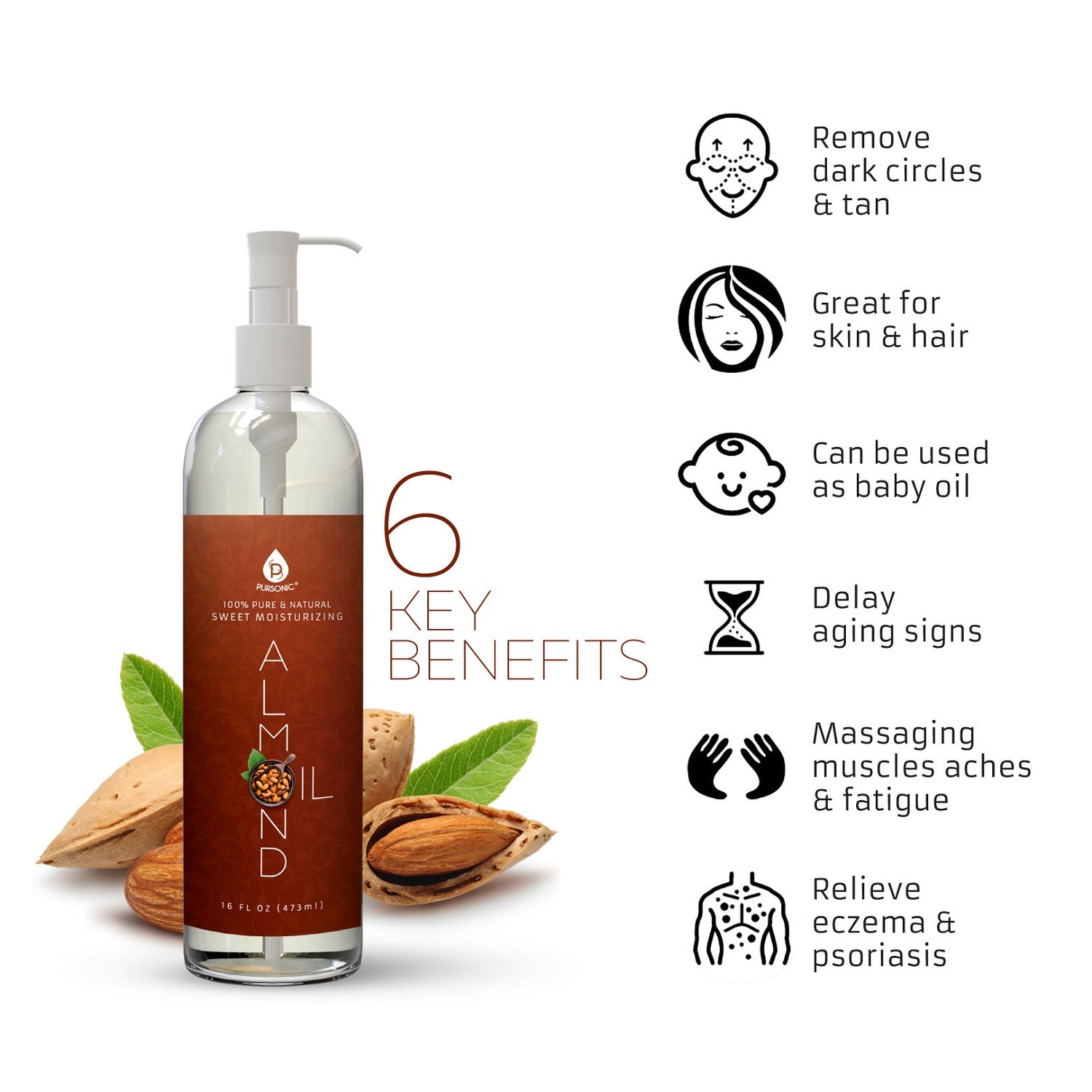 100% Pure & Natural Sweet Almond Oil 16 Oz.™