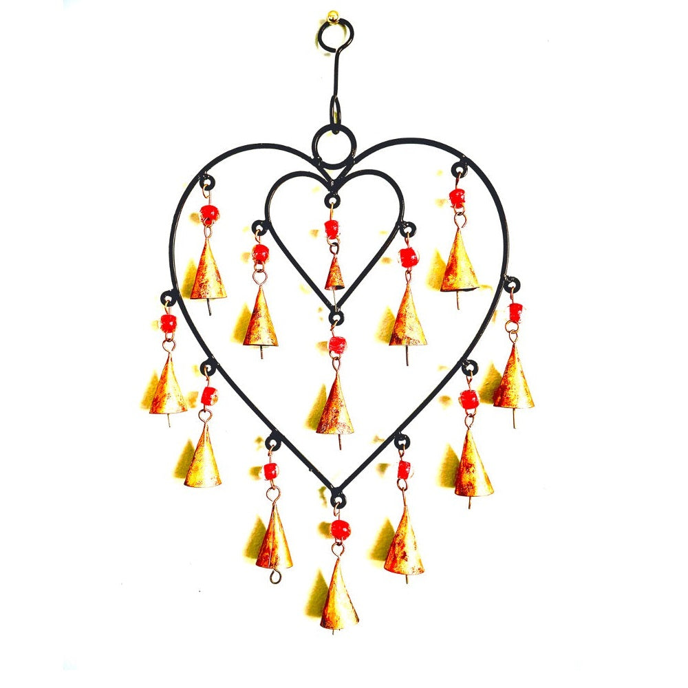 Heart Chime sacred space home decor hanging brass bells